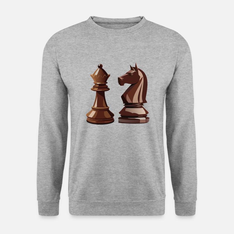 Schachfiguren! - Unisex Pullover - Weißgrau meliert