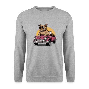 Dog Bulldog Animals Puppy Cute Dog Watercolor Art - Unisex Sweatshirt - salt & pepper - Front - Alina (178cm) & Michal (187cm)