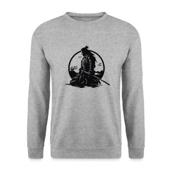 Samurai Krieger Japan Landschaft - Unisex Pullover - Weißgrau meliert - Vorne - Alina (178cm) & Michal (187cm)