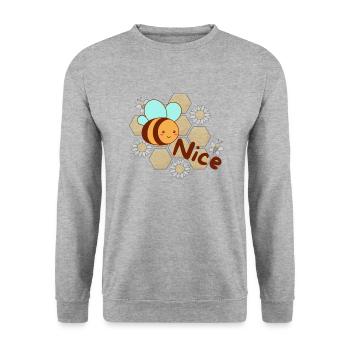Bee Nice - Unisex Pullover - Weißgrau meliert - Vorne - Alina (178cm) & Michal (187cm)