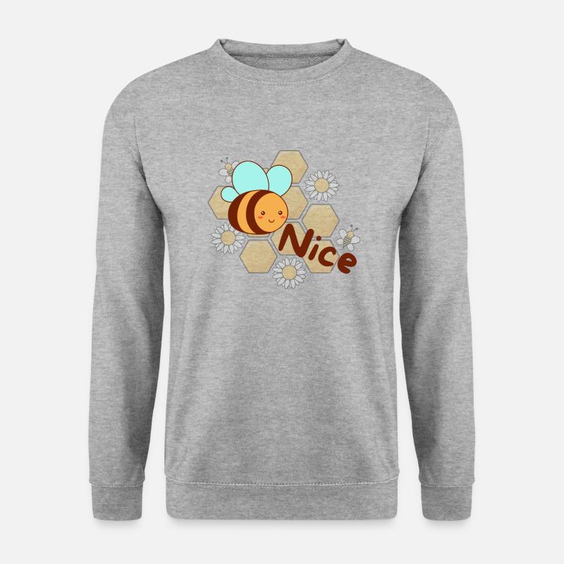 Bee Nice - Unisex Pullover - Weißgrau meliert
