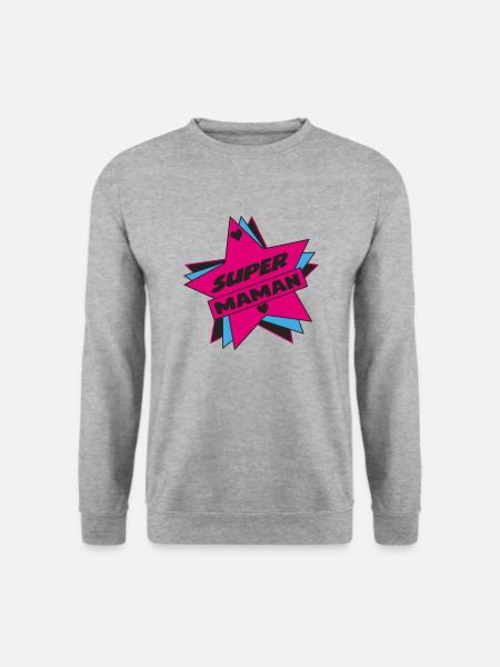 Super Mama - Unisex Pullover - Weißgrau meliert