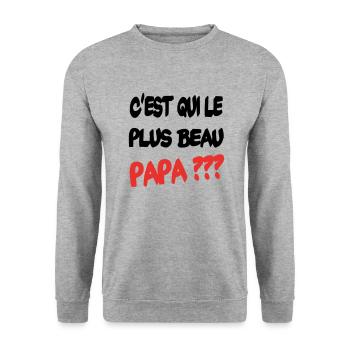 C'est qui le plus beau papa ? - Sweat-shirt Unisexe - gris chiné - Devant - Alina (178cm) & Michal (187cm)