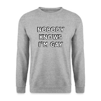 Nobody knows Im gay pride humour - Unisex Sweatshirt - salt & pepper - Front - Alina (178cm) & Michal (187cm)