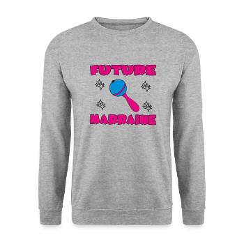 FUTURE MARRAINE - Sweat-shirt Unisexe - gris chiné - Devant - Alina (178cm) & Michal (187cm)