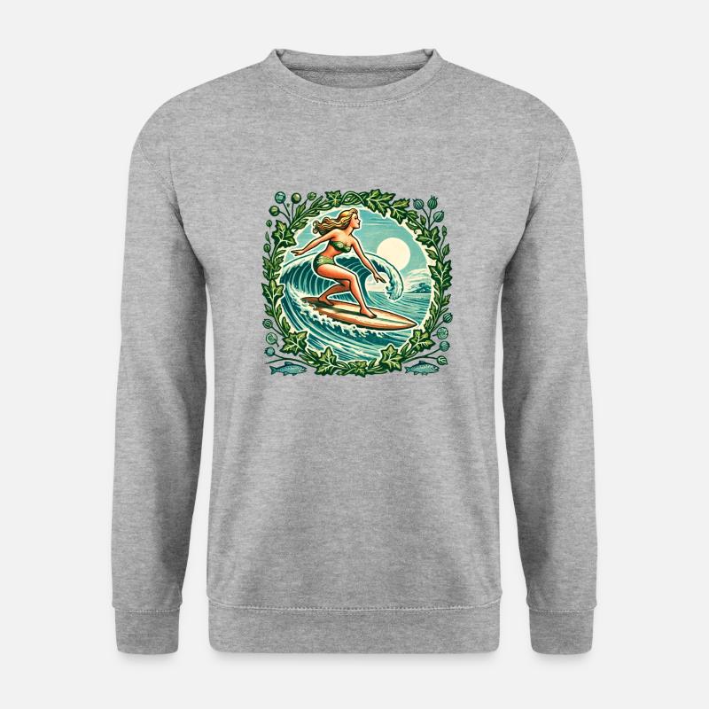 Surfer-Mädchen - Unisex Pullover - Weißgrau meliert