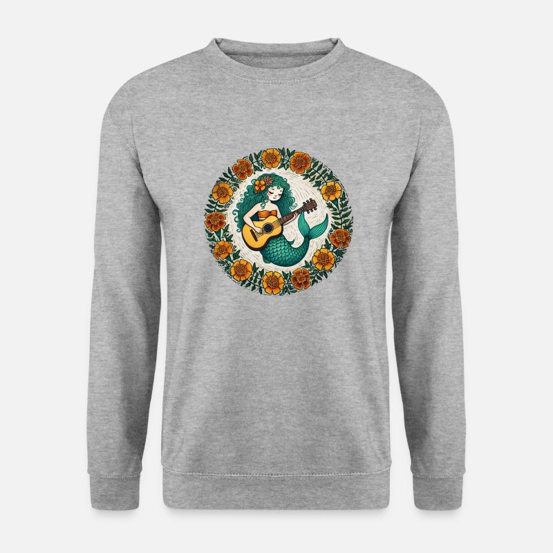 Gitarre Meerjungfrau - Unisex Pullover - Weißgrau meliert