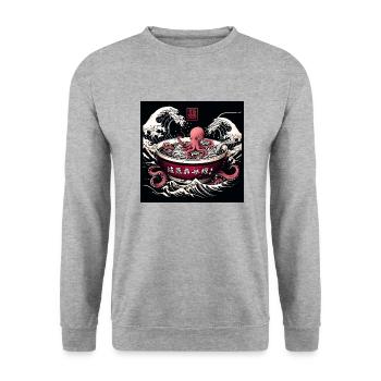 Octopus and Noodles - Asian Gourmet Food - Unisex Sweatshirt - salt & pepper - Front - Alina (178cm) & Michal (187cm)
