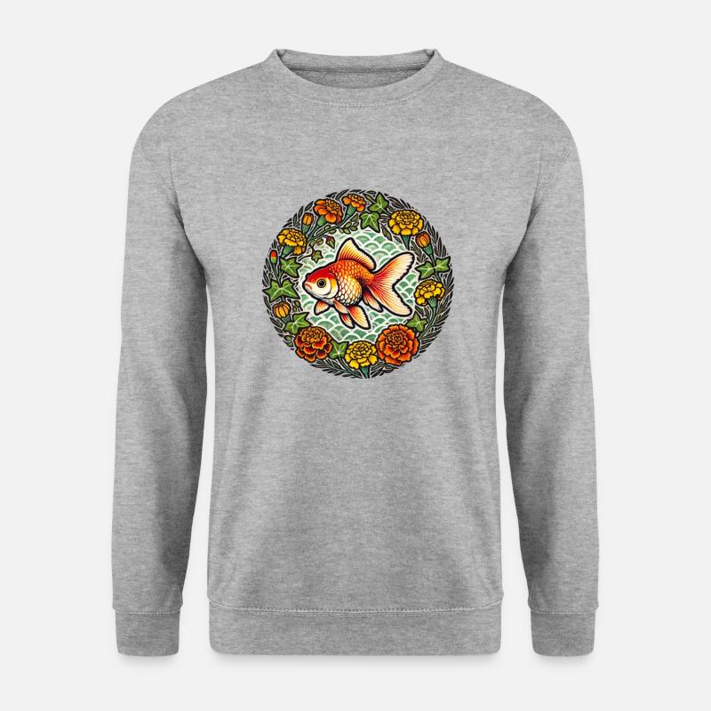 Ausgefallener Oranda-Goldfisch - Unisex Pullover - Weißgrau meliert