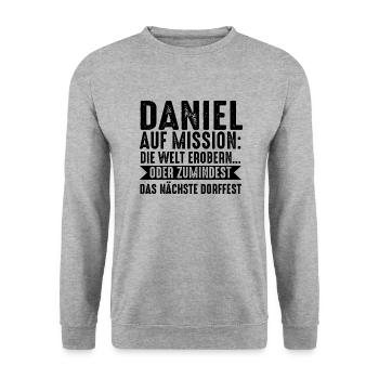 First name Daniel - Unisex Sweatshirt - salt & pepper - Front - Alina (178cm) & Michal (187cm)