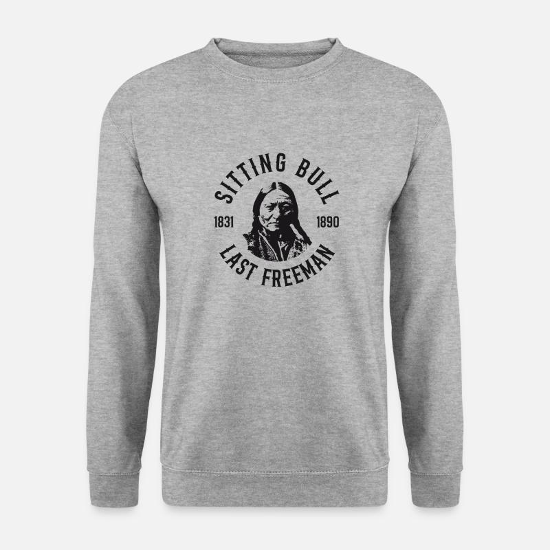 "Sitting Bull"-Hommage - Unisex Pullover - Weißgrau meliert