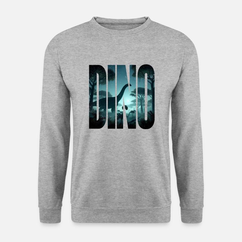 Dino - Unisex Pullover - Weißgrau meliert