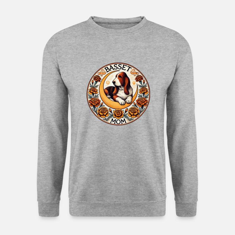 Basset Mama - Unisex Pullover - Weißgrau meliert