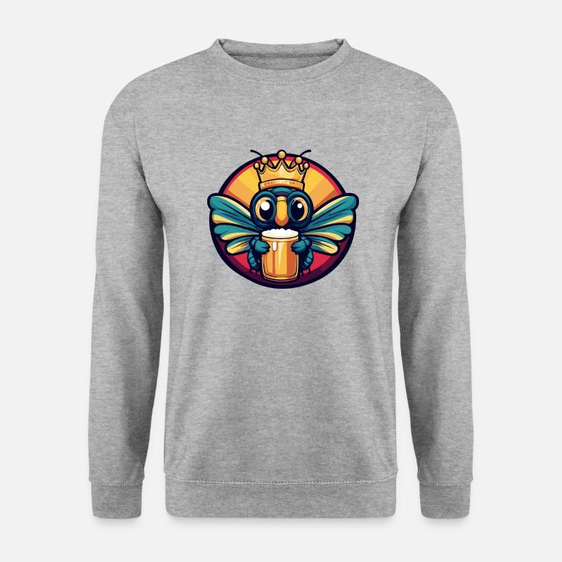Libelle Bier Comic - Unisex Pullover - Weißgrau meliert