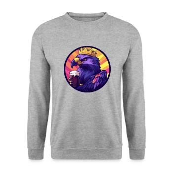 Harpyie Vogel Bier Comic - Unisex Pullover - Weißgrau meliert - Vorne - Alina (178cm) & Michal (187cm)