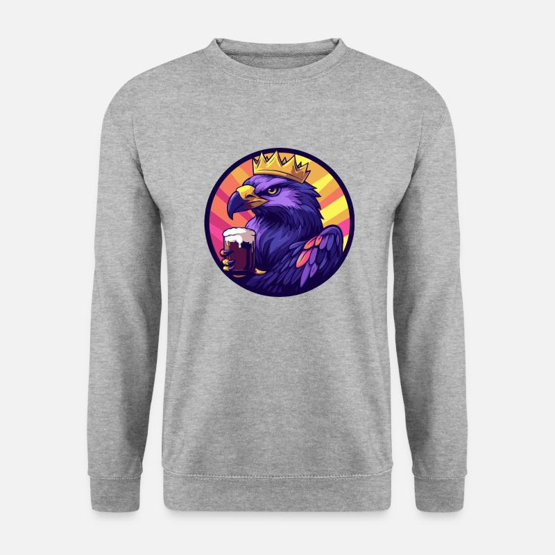 Harpyie Vogel Bier Comic - Unisex Pullover - Weißgrau meliert