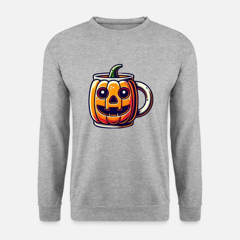 Tasse Kürbismotiv - Unisex Pullover - Weißgrau meliert