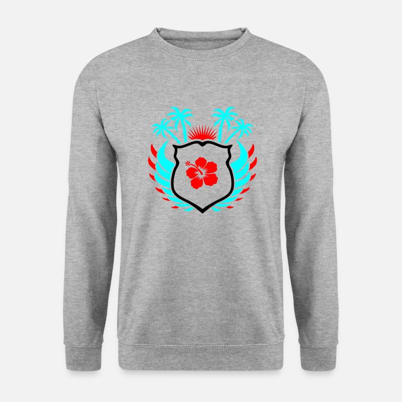 Paradise Hibiskus Blume - Unisex Pullover - Weißgrau meliert