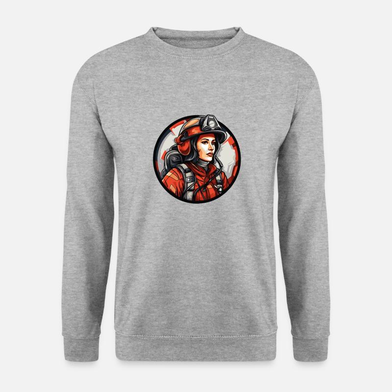 Feuerwehrfrau - Unisex Pullover - Weißgrau meliert