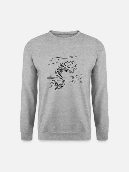 Ausmalspaß mit Qualle für Kinderbekleidung & mehr - Unisex Pullover - Weißgrau meliert