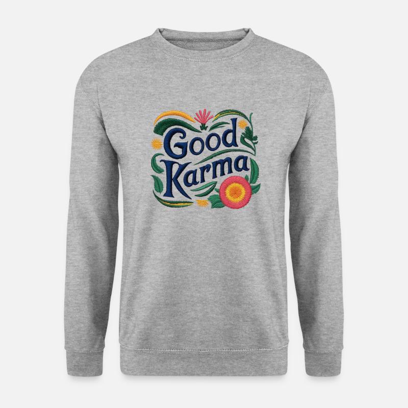 Gutes Karma - Unisex Pullover - Weißgrau meliert
