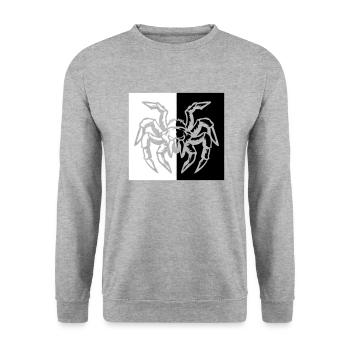 spinne spider - Unisex Pullover - Weißgrau meliert - Vorne - Alina (178cm) & Michal (187cm)