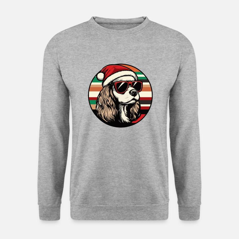 Cocker Spaniel Hund Weihnachten Cool - Unisex Pullover - Weißgrau meliert