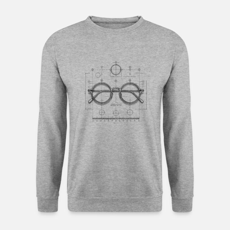 Brille - Unisex Pullover - Weißgrau meliert