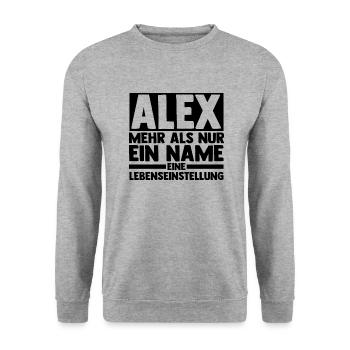 Alexander Alexandra Alexa Alex - Unisex Pullover - Weißgrau meliert - Vorne - Alina (178cm) & Michal (187cm)