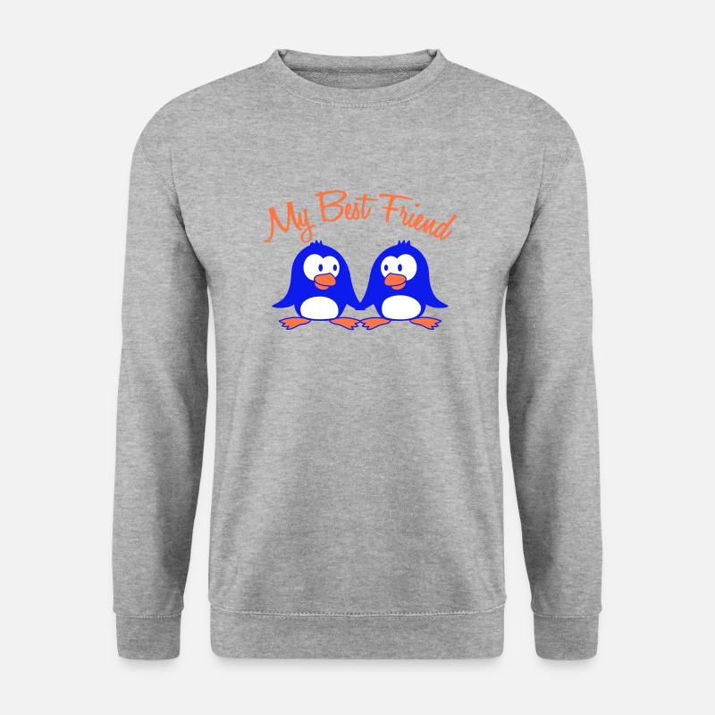 My Best Friend Pinguin Text Paar Zwei Freunde Team - Unisex Pullover - Weißgrau meliert