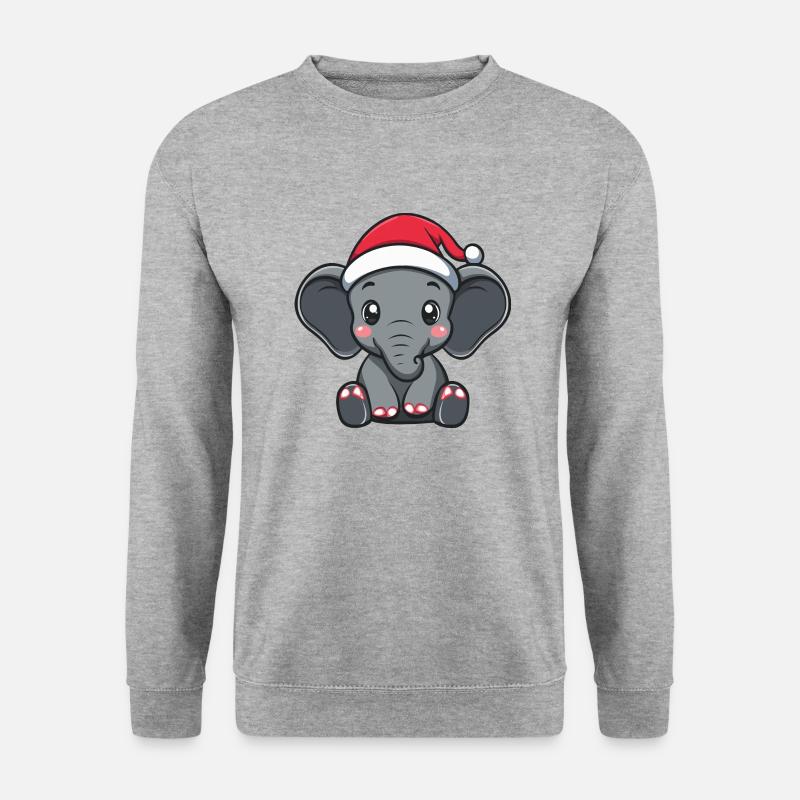 Elefant Weihnachten - Unisex Pullover - Weißgrau meliert