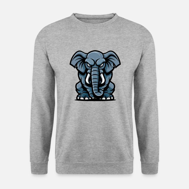 Elefant Comic - Unisex Pullover - Weißgrau meliert