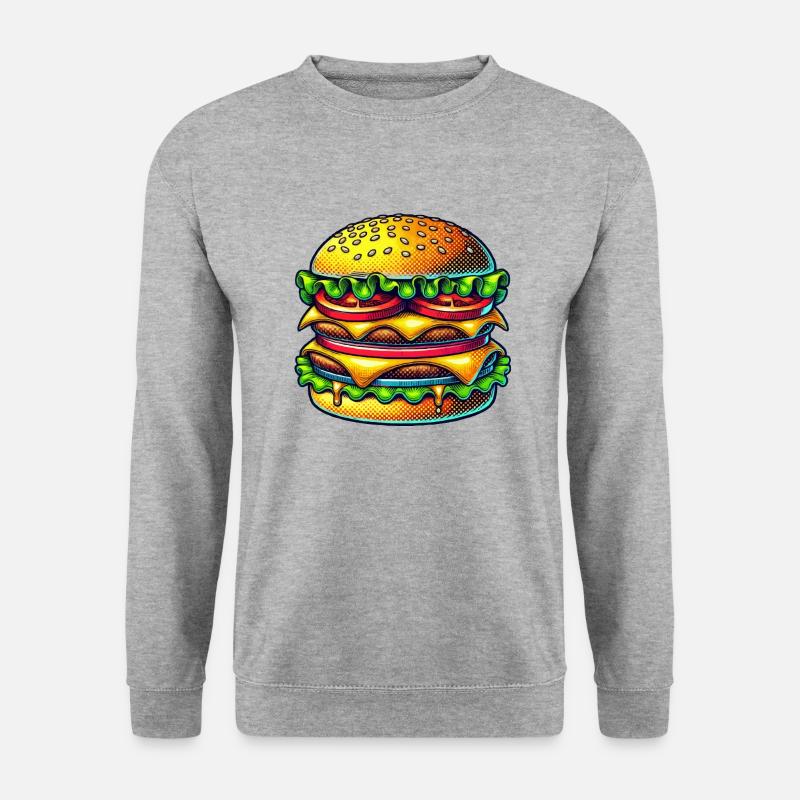 burger cheeseburger - Unisex Pullover - Weißgrau meliert