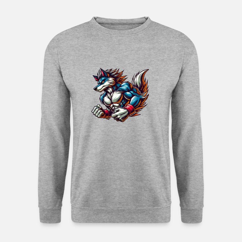 wolf tier - Unisex Pullover - Weißgrau meliert