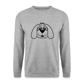 Dog Face Small Happy Puppy Pet - Unisex Sweatshirt - salt & pepper - Front - Alina (178cm) & Michal (187cm)