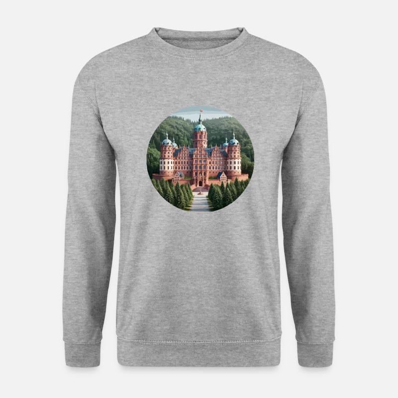 Heidelberger Schloss - Unisex Pullover - Weißgrau meliert