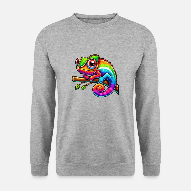 chamäleon comic - Unisex Pullover - Weißgrau meliert