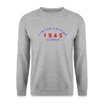 1945, Limited Edition - Unisex Sweatshirt - salt & pepper - Front - Alina (178cm) & Michal (187cm)