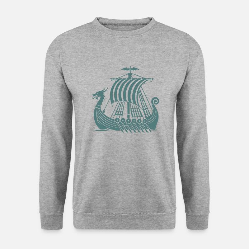 wikinger schiff 1 - Unisex Pullover - Weißgrau meliert