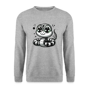 Serpent N&B - Sweat-shirt Unisexe - gris chiné - Devant - Alina (178cm) & Michal (187cm)
