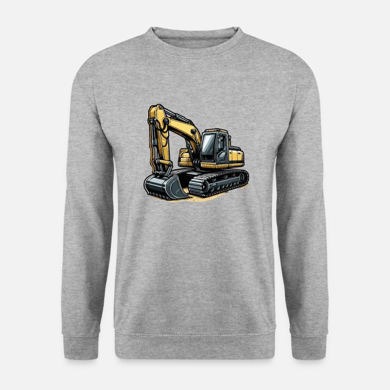 Bagger groß - Unisex Pullover - Weißgrau meliert