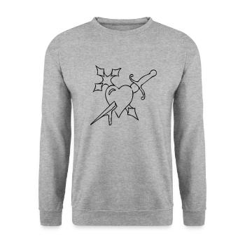 Herzinfarkt - Unisex Pullover - Weißgrau meliert - Vorne - Alina (178cm) & Michal (187cm)