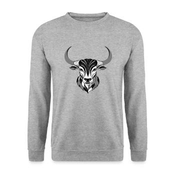 Taurus - Zodiac Sign Motive - Unisex Pullover - Weißgrau meliert - Vorne - Alina (178cm) & Michal (187cm)