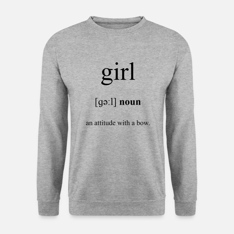 Girl | Mädchen Definition Dictionary - Unisex Pullover - Weißgrau meliert