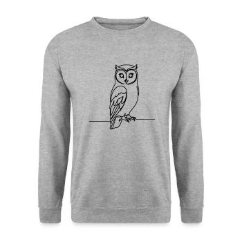Eule Einzeilig - Unisex Pullover - Weißgrau meliert - Vorne - Alina (178cm) & Michal (187cm)