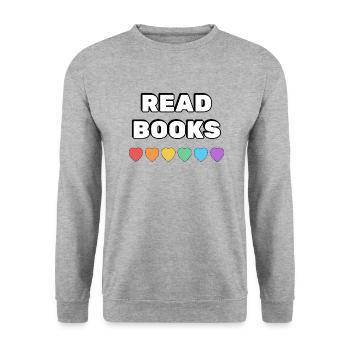 Lire des livres Rainbow Hearts - Sweat-shirt Unisexe - gris chiné - Devant - Alina (178cm) & Michal (187cm)