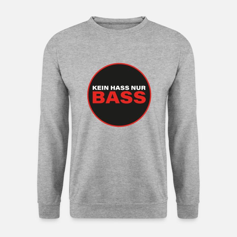 Kein Hass nur BASS (black button) - Unisex Pullover - Weißgrau meliert