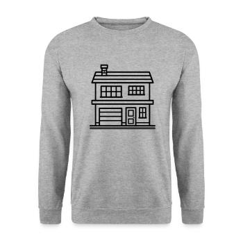 Haus Immobilie - Unisex Pullover - Weißgrau meliert - Vorne - Alina (178cm) & Michal (187cm)