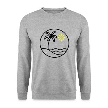 Palme Ozean Insel - Unisex Pullover - Weißgrau meliert - Vorne - Alina (178cm) & Michal (187cm)