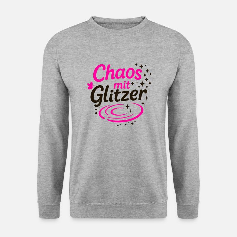 Chaos mit Glitzer - Unisex Pullover - Weißgrau meliert
